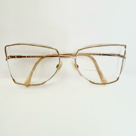 Neostyle Vintage 70s Glitter Sparkly Gold Metal Glasses Frames - Picture 1 of 9